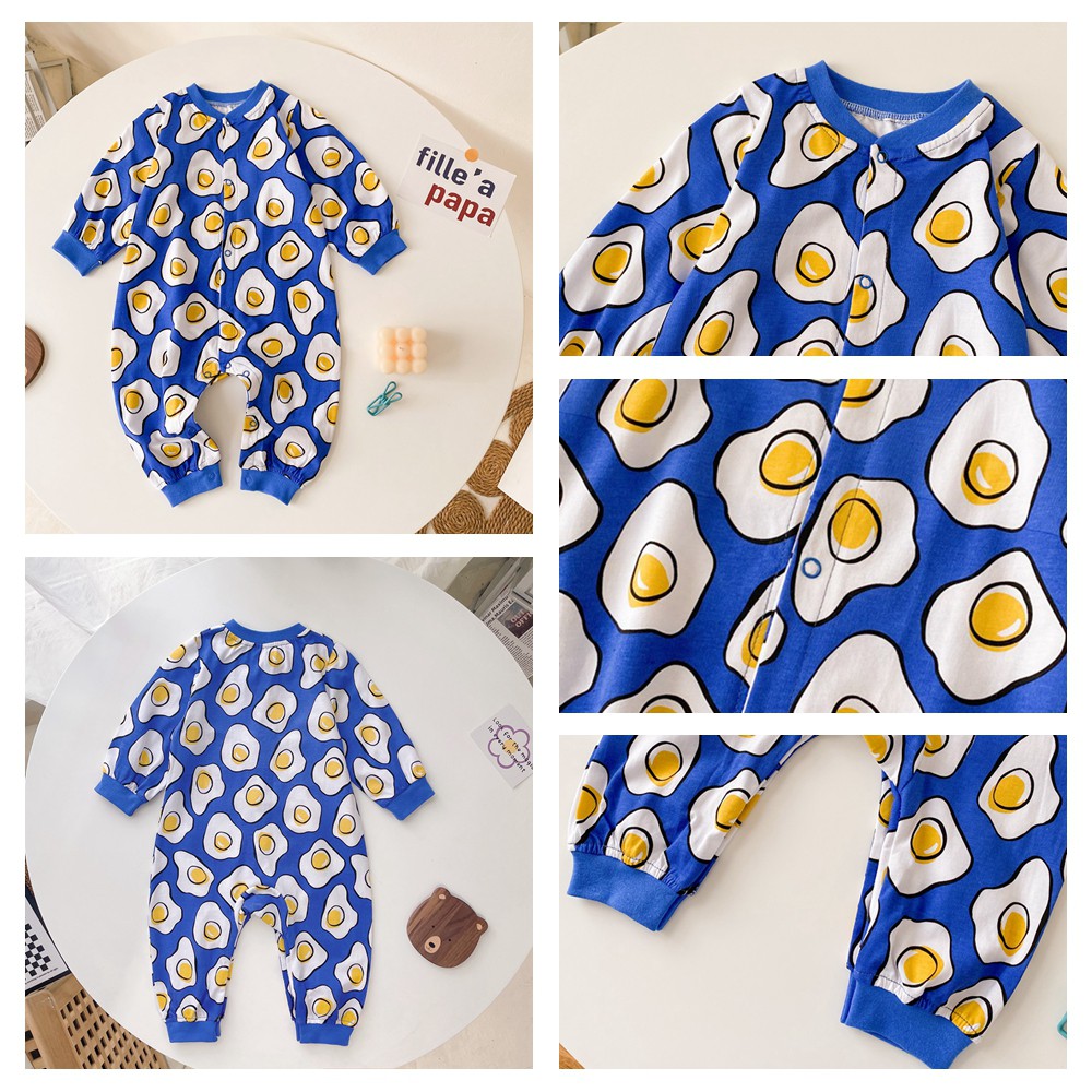 Áo liền quần SANLUTOZ tay dài in họa tiết hoạt hình đáng yêu dành cho trẻ sơ sinh