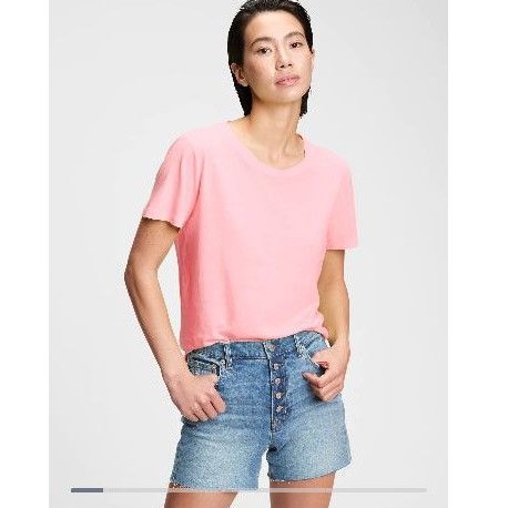 Áo thun cotton organic cổ tròn nữ G A P