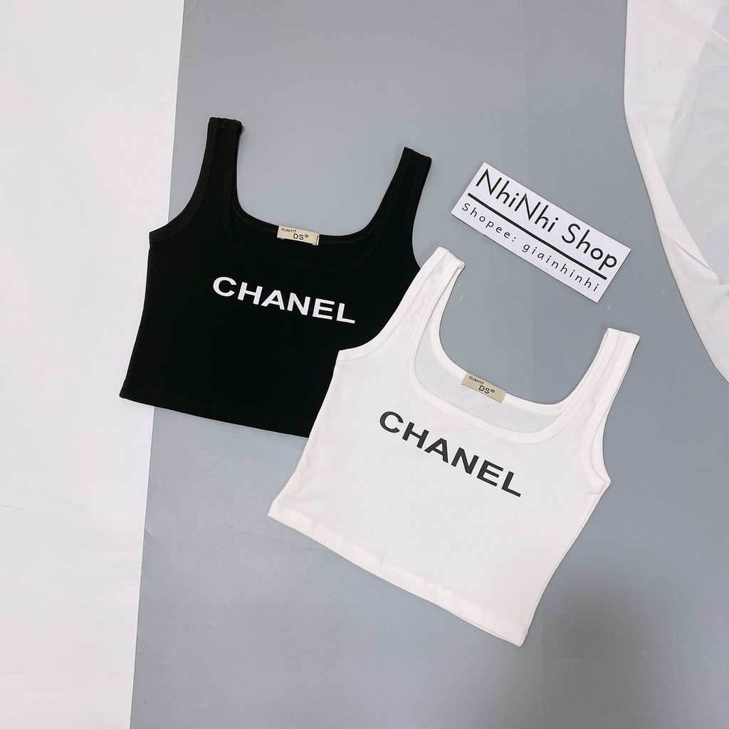 Áo balo dáng croptop in chữ CN, Áo thun hai dây form ngắn dáng ôm CS1055 - NhiNhi Shop