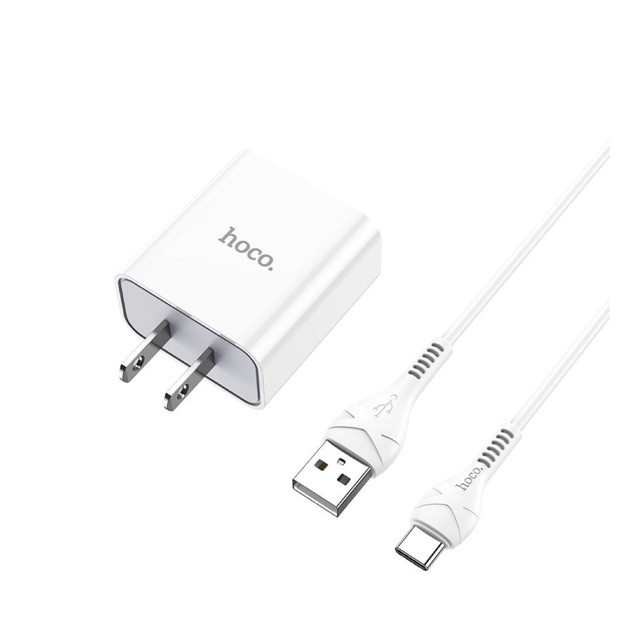 Bộ sạc nhanh Hoco C81 USB Type-C sạc 2.1A, thích hợp nhiều dòng Samsung/Huawei/Xiaomi..., dây nhựa dẻo, dài 1m