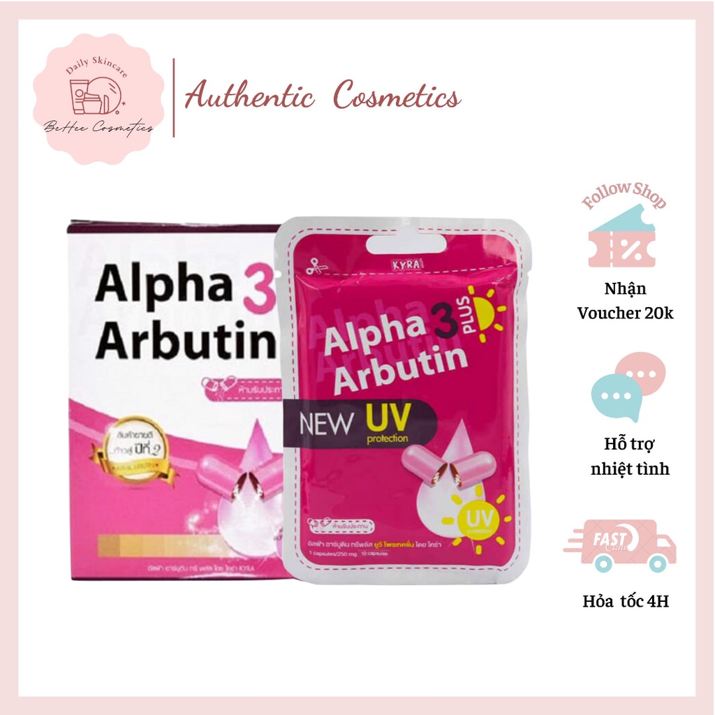 Viên Kích Trắng Alpha Arbutin 3 Plus Chống Nắng - Vĩ 10 viên