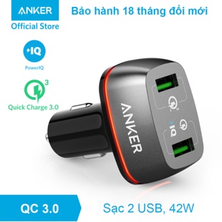 Sạc ô tô ANKER 2 cổng, 42w, Quick Charge 3.0 - A2224 Sạc ô tô ANKER 2 cổng, 42w, Quick Charge 3.0 - A2224