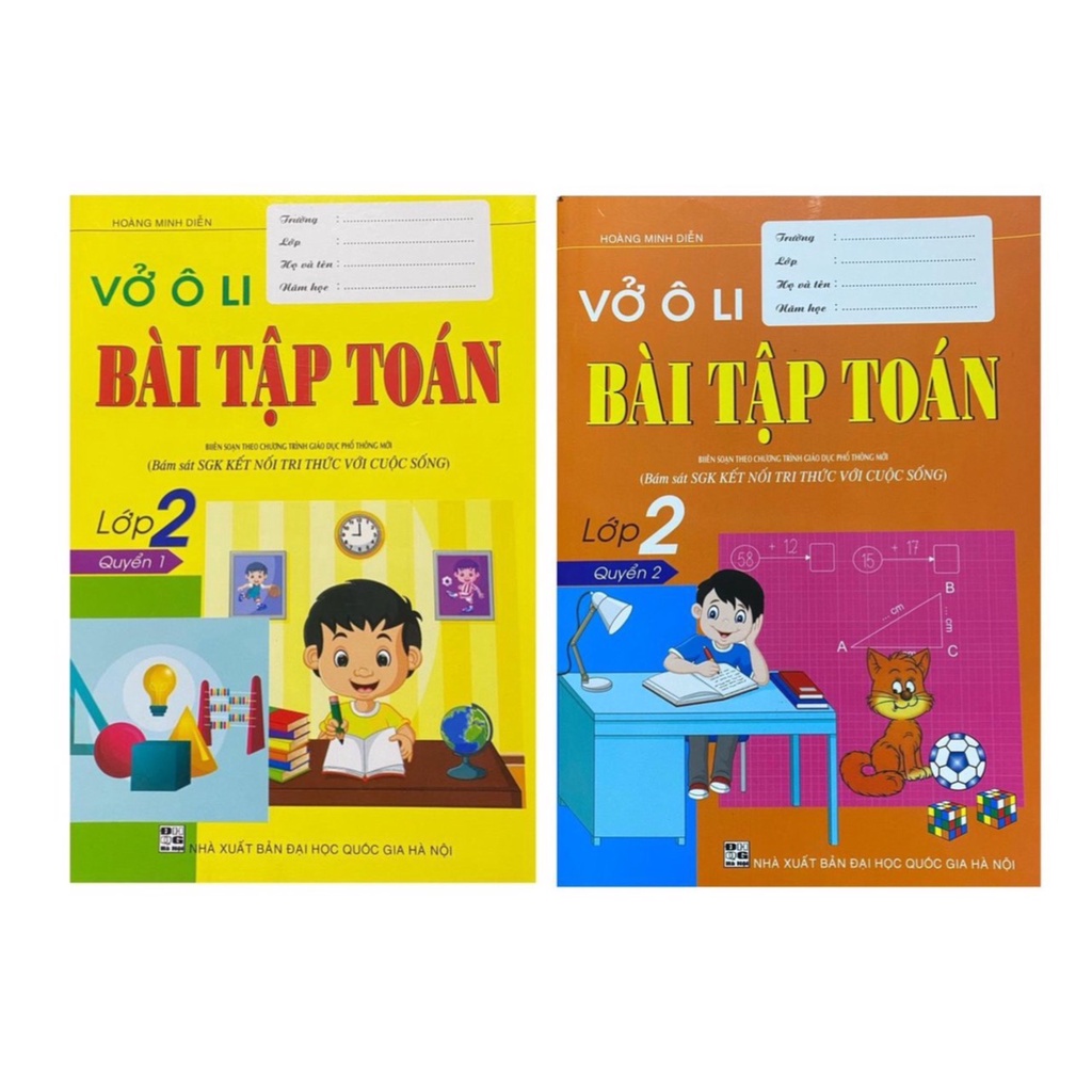 Sách - Combo Vở ô li bài tập toán lớp 2 ( bám sát SGK kết nối tri thức với cuộc sống )