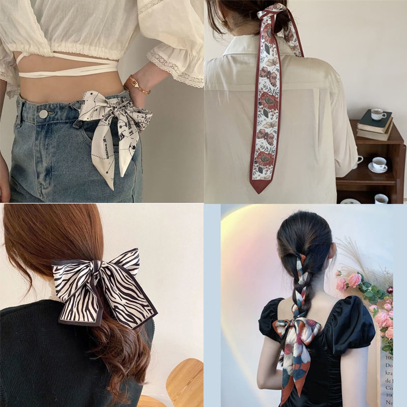 Khăn Quàng Cổ Buộc Tóc Vải Lụa Thời Trang Xuân Thu Phong Cách Hàn Quốc Cho Nữ