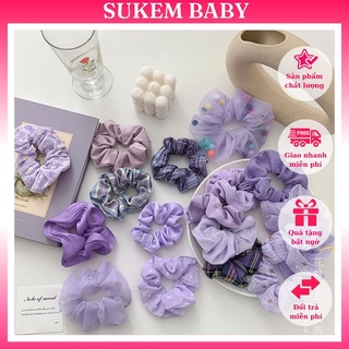 Dây buộc tóc màu tím thùy mị thủy chung scruchies giao ngẫu nhiên