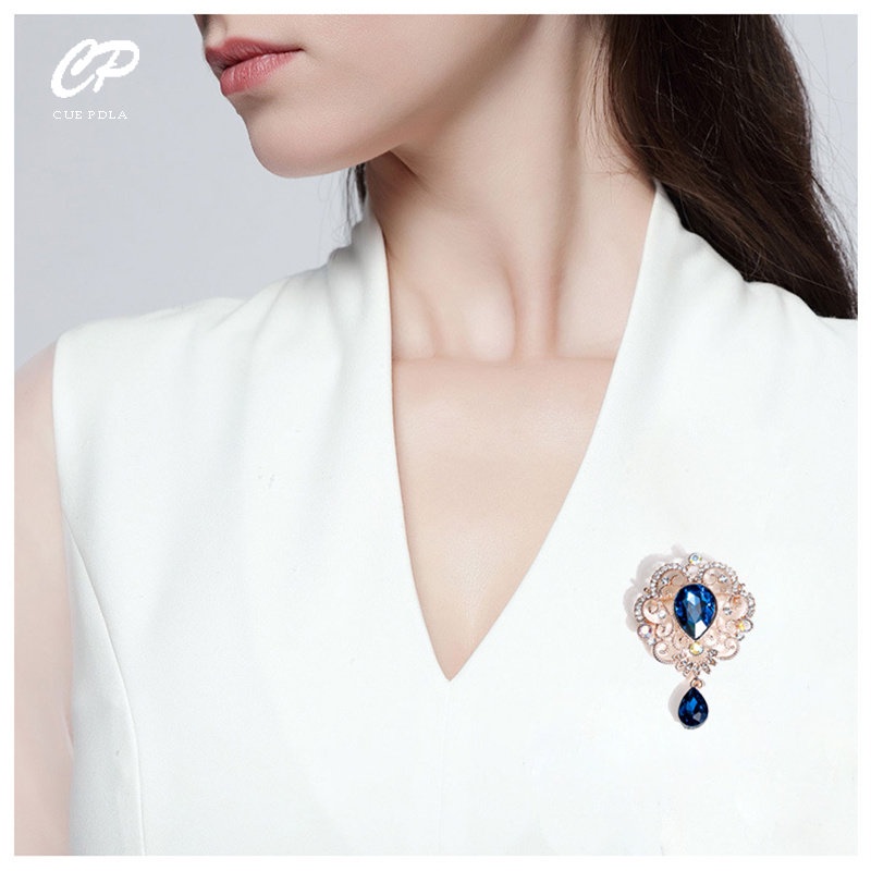 Trâm Cài Áo Hình Giọt Nước Đính Đá Pha Lê Phong Cách Baroque Thời Trang