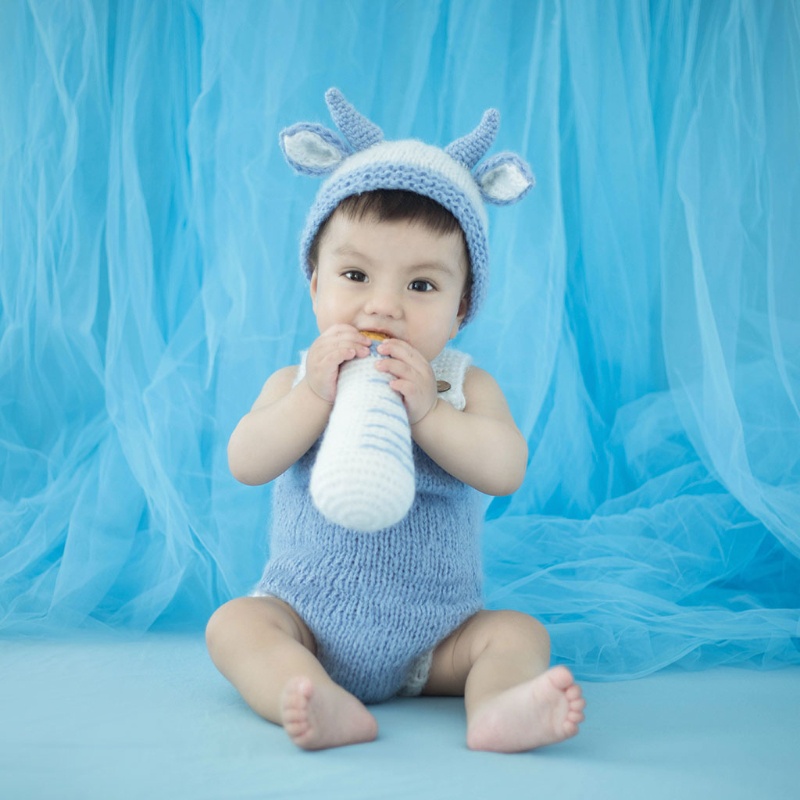 Some Bộ Đồ Chơi Mũ Beanie Dệt Kim Hình Động Vật Nhồi Bông Làm Đạo Cụ Chụp Ảnh Cho Bé Sơ Sinh