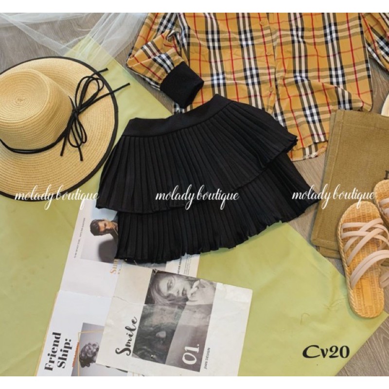 [ Mã WASTAPR giảm 10K đơn 50K] Chân váy 2 tầng xếp ly tuyết mưa hàng chuẩn Shop - Carotshop | BigBuy360 - bigbuy360.vn