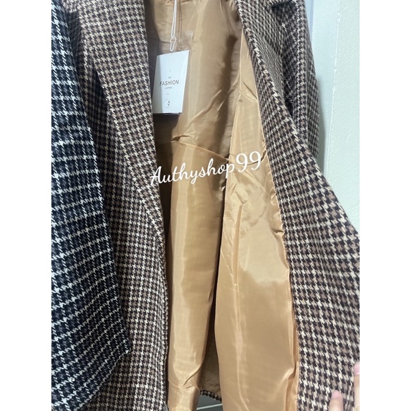 [SẴN] Áo khoác dạ kẻ 2 lớp kèm đai - Áo khoác dạ phong cách Hàn Quốc | BigBuy360 - bigbuy360.vn