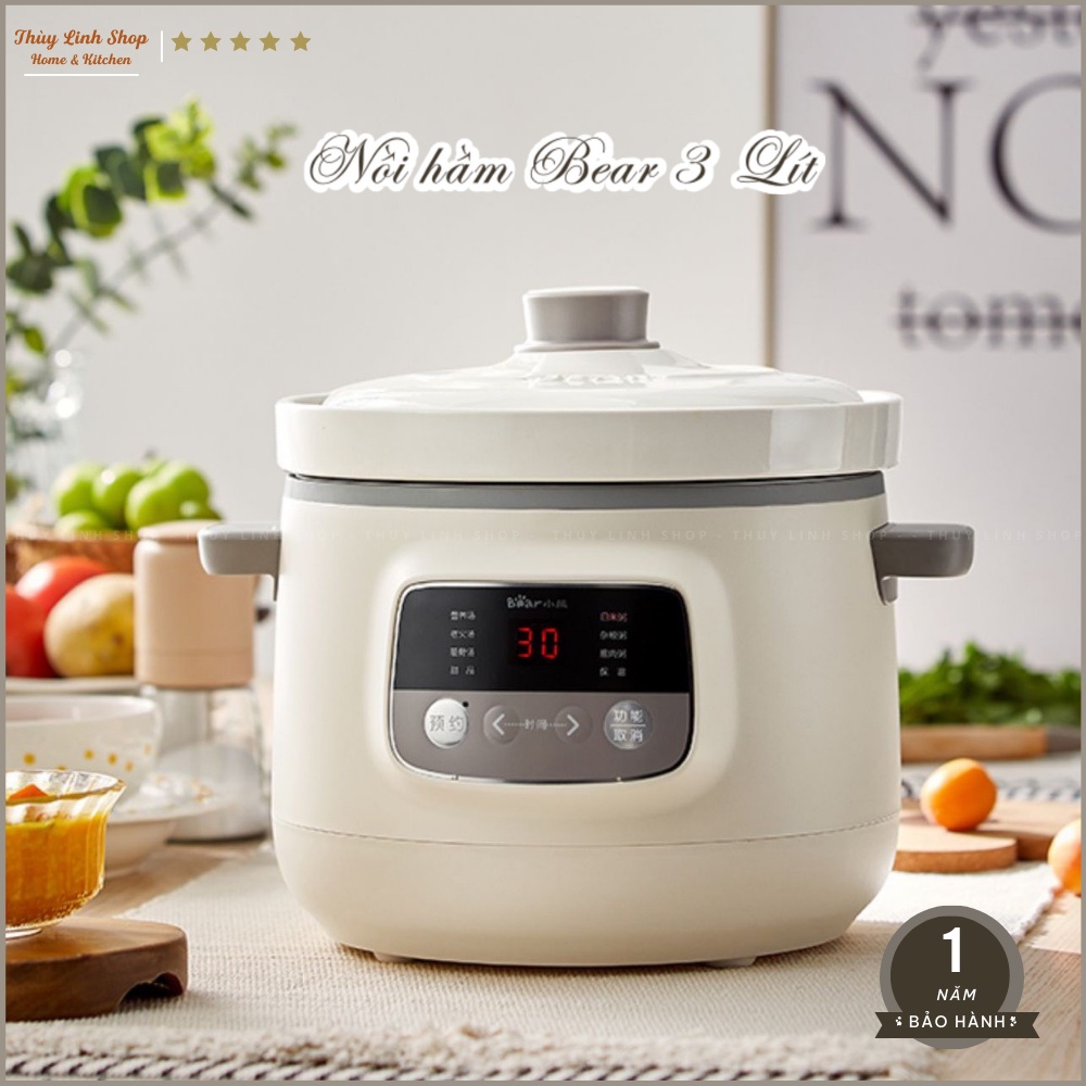 NỒI NẤU CHÁO ĐA NĂNG BEAR 3 LÍT BẢO HÀNH CHÍNH HÃNG 12 THÁNG CÓ HDSD TIẾNG VIỆT