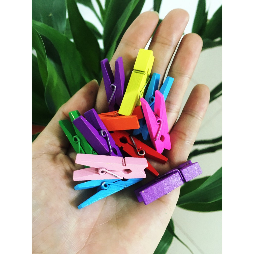 10-50 Kẹp Ảnh Gỗ Thông Màu Trơn Hoặc Đủ Màu Size 3.5*0.7 Cm Kẹp Ảnh Kẹp Giấy Decor Trang Trí Phòng Picture Paper Clips