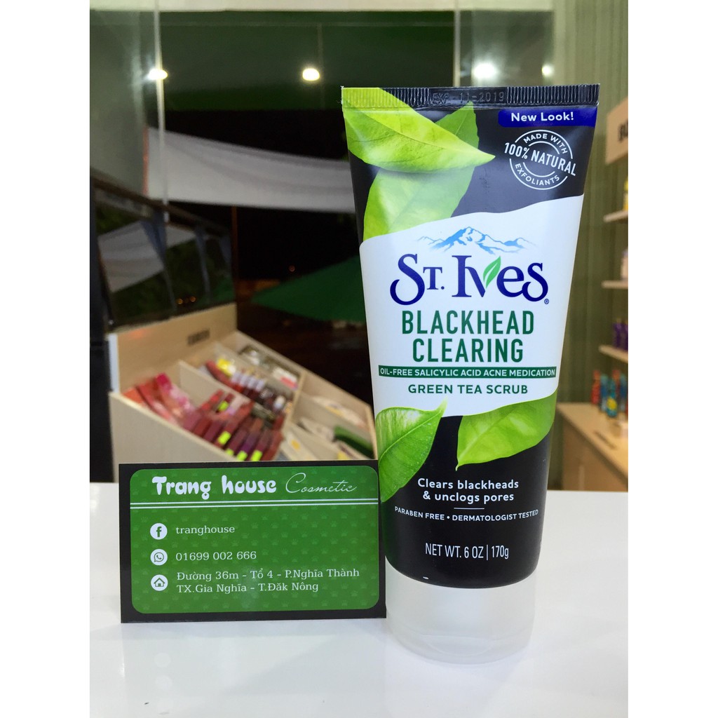 Tẩy da chết St. Ives Blackhead Clearing Face Green Tea Scrub