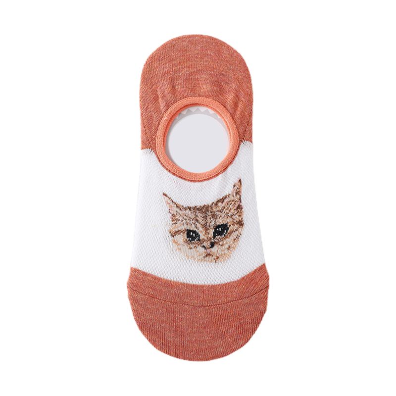 Vớ Thuyền Bằng Silicone Thoáng Khí Chống Trượt Họa Tiết Mèo Hoạt Hình Cho Nữ