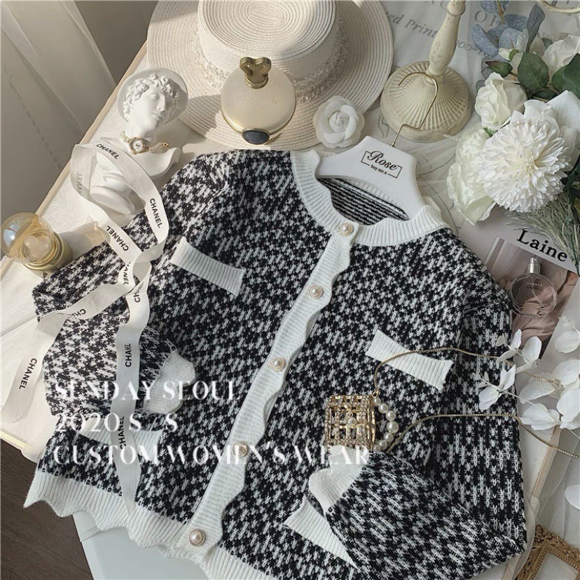 Áo khoác len cổ lượn sóng kèm khuy phong cách tiểu thư! Ulzzang style Hàng Quảng Châu