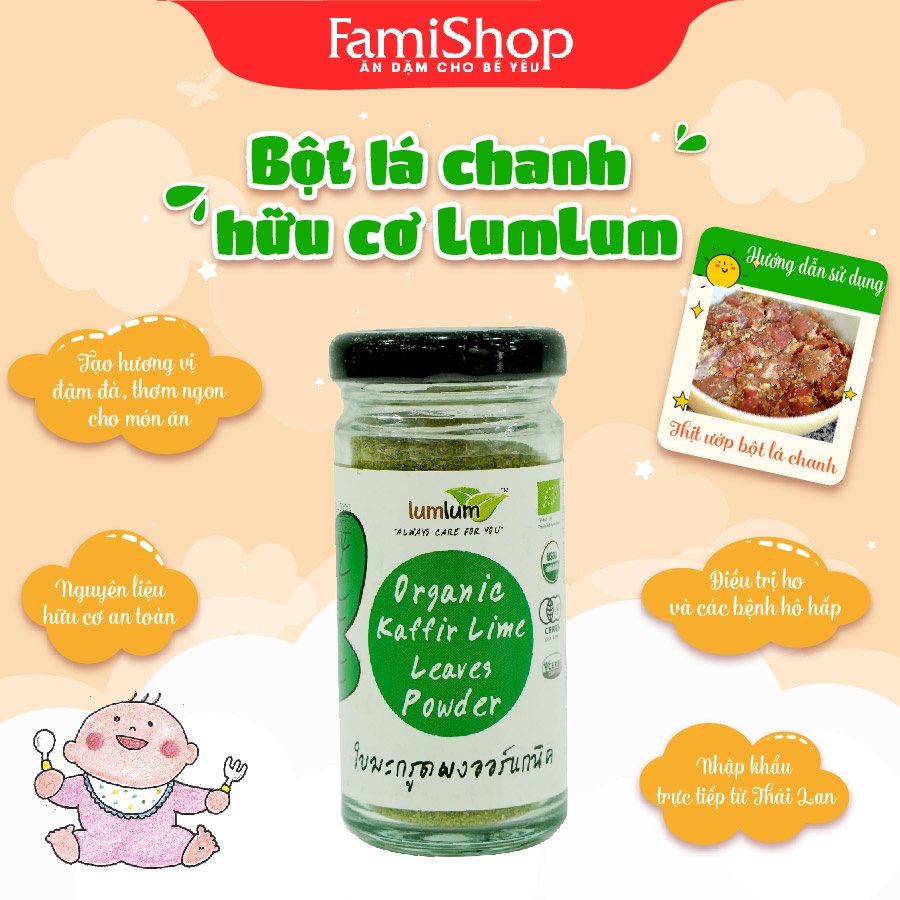 FamiShop Bột lá chanh Kaffir hữu cơ 30g LumLum