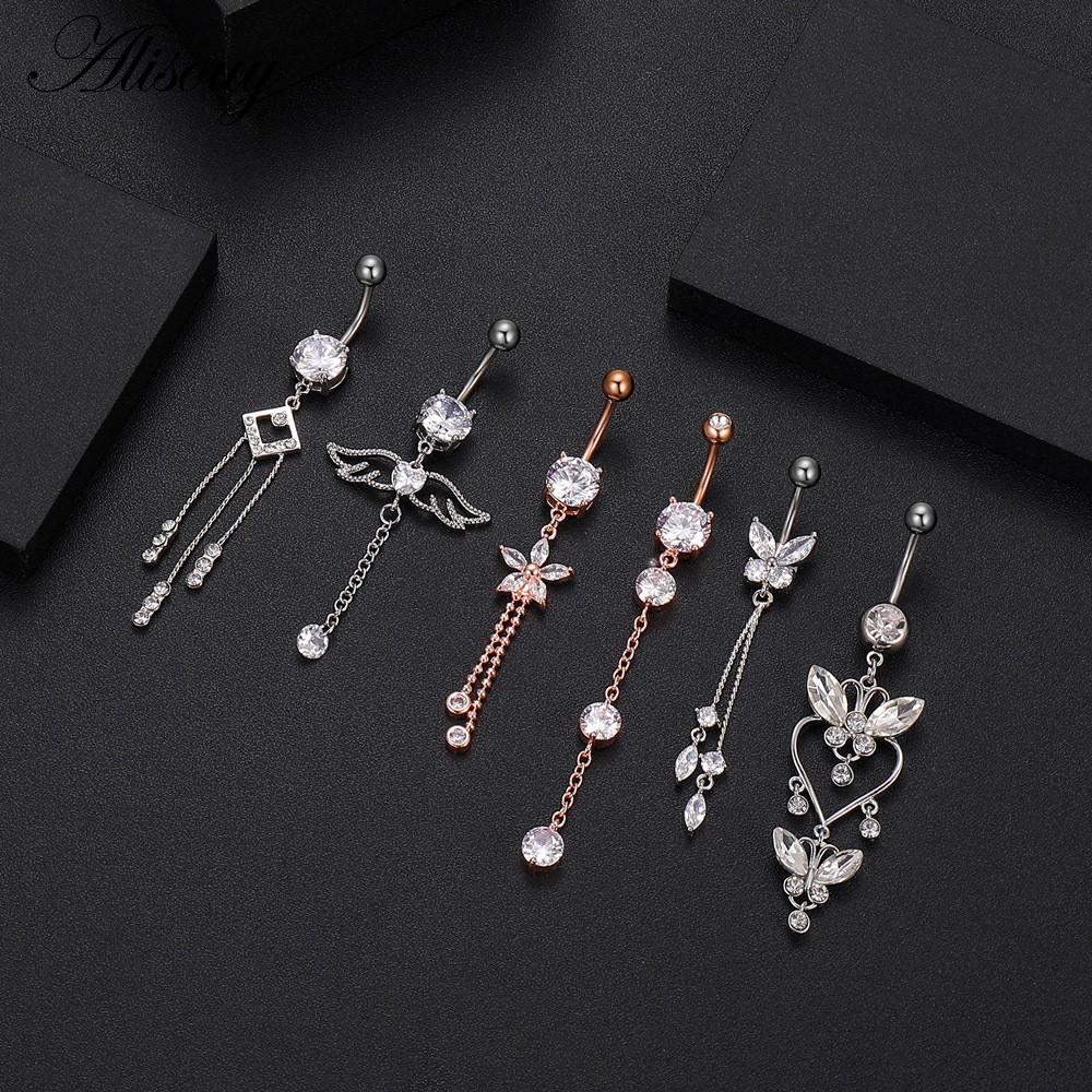 1 Khuyên Rốn Bằng Thép Đính Đá Zircon Hình Cú Mèo Mặt Trăng Ngôi Sao Gợi Cảm Cho Nữ