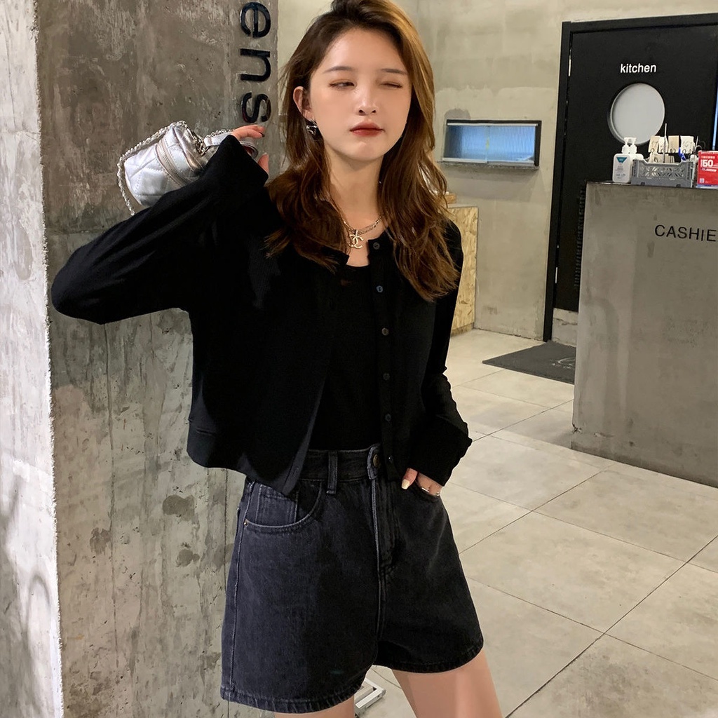 Set Áo Lửng Tay Dài + Áo Khoác Cộc Tay Phong Cách Phương Tây Cho Nữ