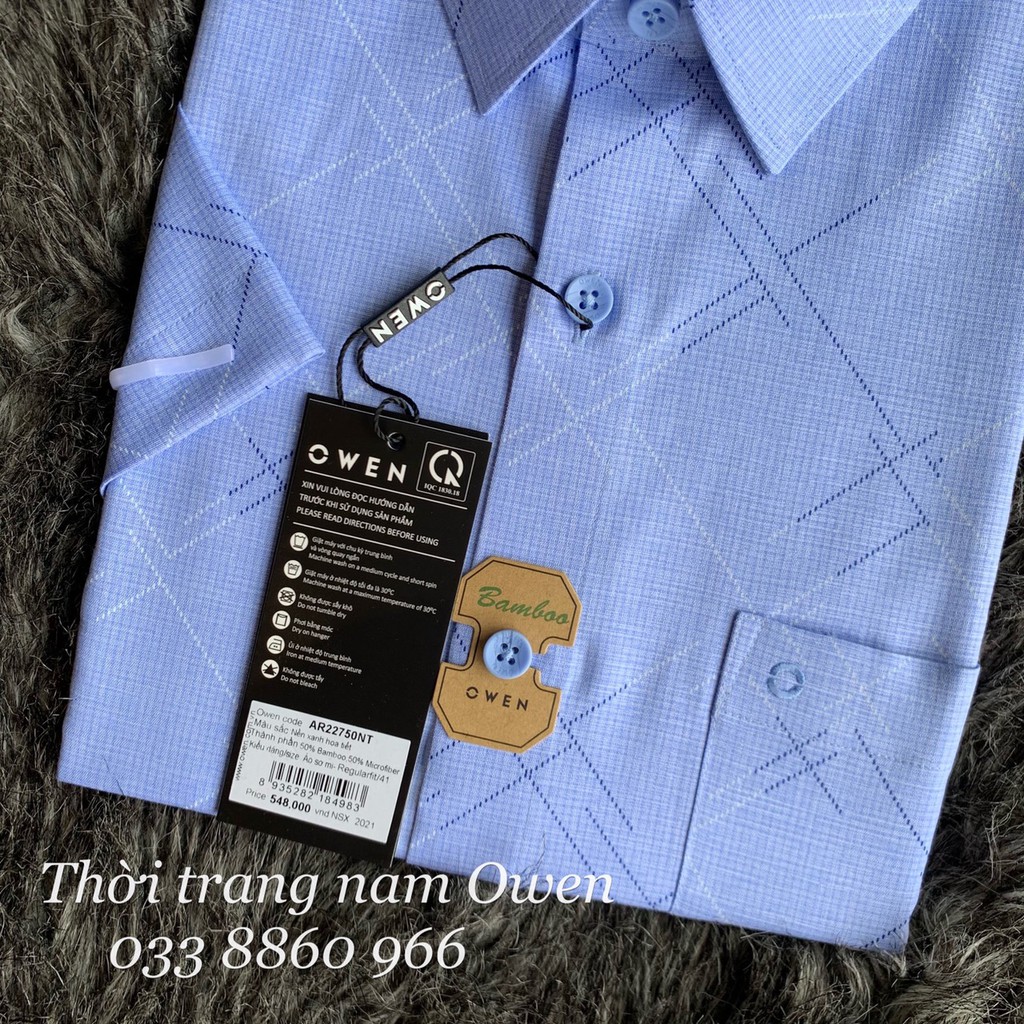 OWEN - Áo sơ mi dài tay Owen Regular fit chất sợi tre kẻ ca rô đen xám 23217 | BigBuy360 - bigbuy360.vn