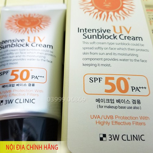 Kem chống nắng 3W Clinic SPF 50 PA ++