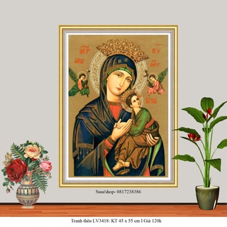 Tranh thêu chữ thập ( giá sỉ) Đức Mẹ Maria LV3418 (45x55cm)