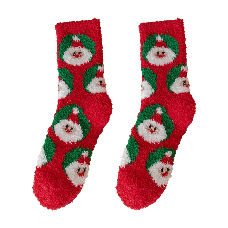 Lxsm Vớ Ống Bằng Lông Cừu San Hô Hình Ông Già Noel Cây Thông Giáng Sinh