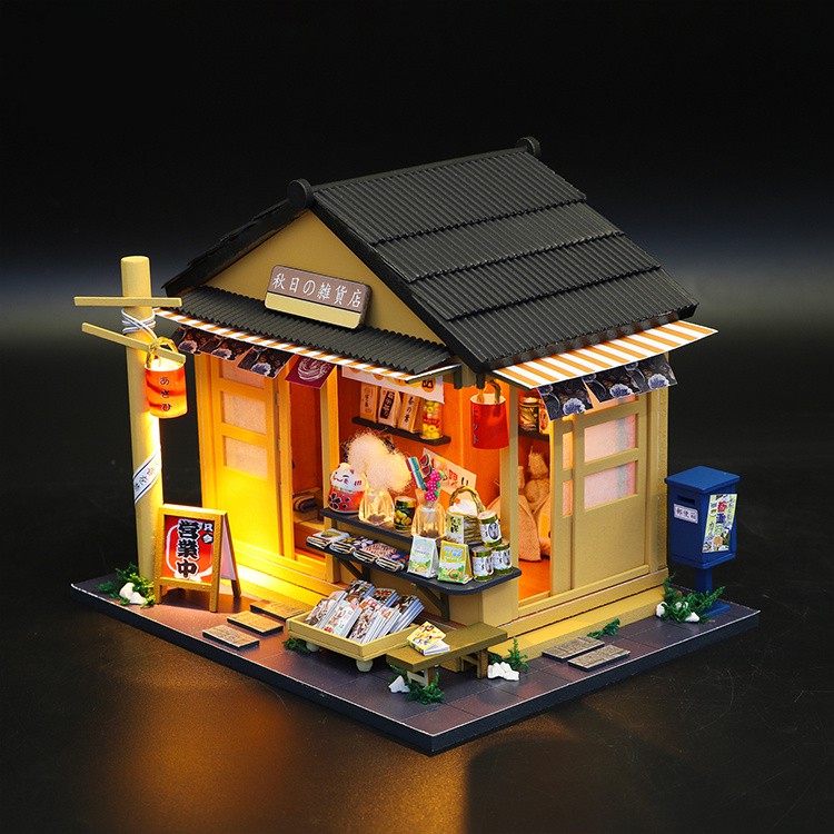 Mô hình nhà DIY Doll House Memory Of Autumn Grocery Store Kèm Mica Chống bụi, Bộ dụng cụ và Keo dán