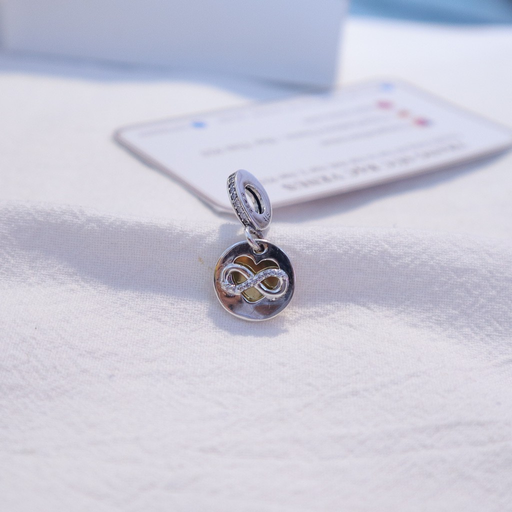 Charm treo hình vô cực mặt tim shine bằng bạc 925- Trang sức bạc Venus