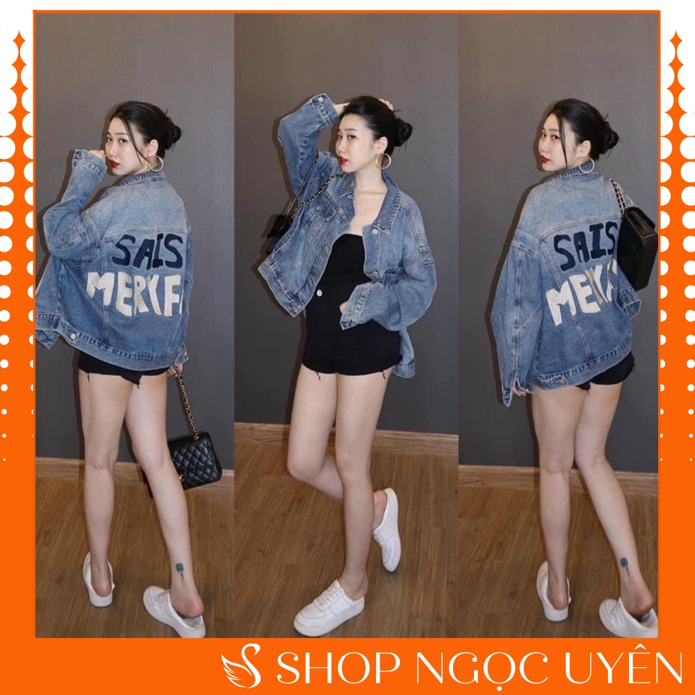 Áo Khoác Nữ Jean UNISEX Form Rộng SAIS Nam Nữ - Áo khoác bò denim SAIS nữ form rộng suông siêu dày dặn cúc đồng - TC135