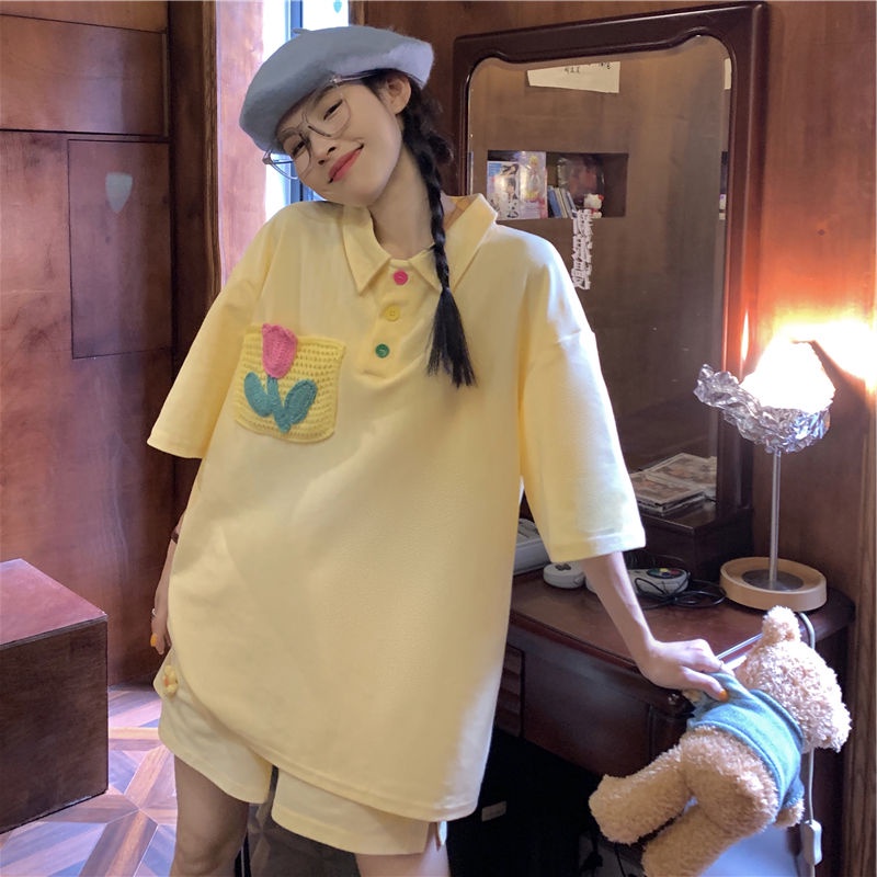 Set đồ UIOWOO gồm áo sơ mi và quần short thời trang cho nữ