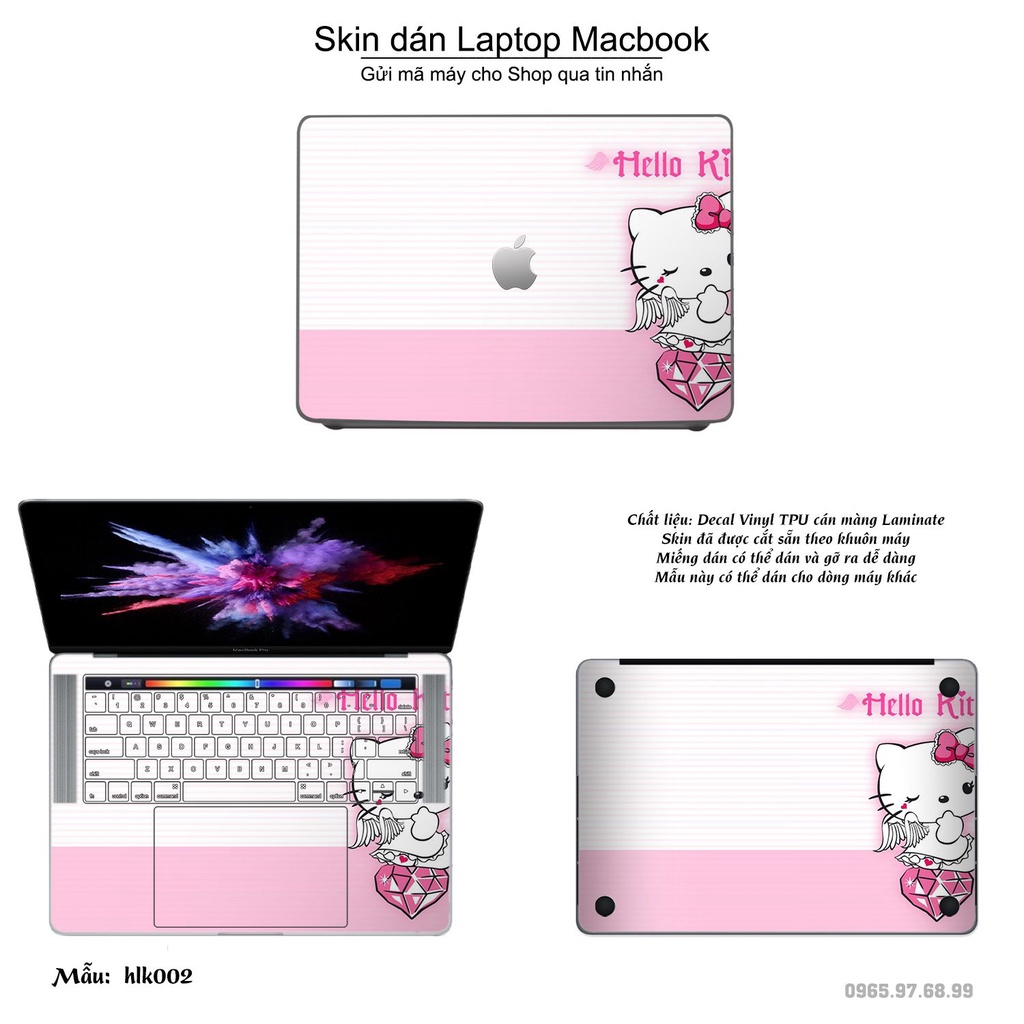 Skin dán Macbook mẫu Hello Kitty (đã cắt sẵn, inbox mã máy cho shop)