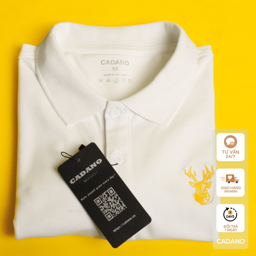 Áo thun polo nam CADANO, áo phông có cổ thêu, chất liệu cotton cá sấu CAD002
