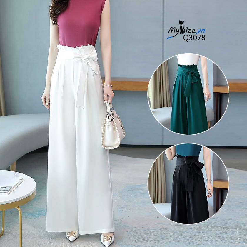 Quần ống rộng thắt nơ xếp ly 3 màu cá tính Q3078 - MYSIZE