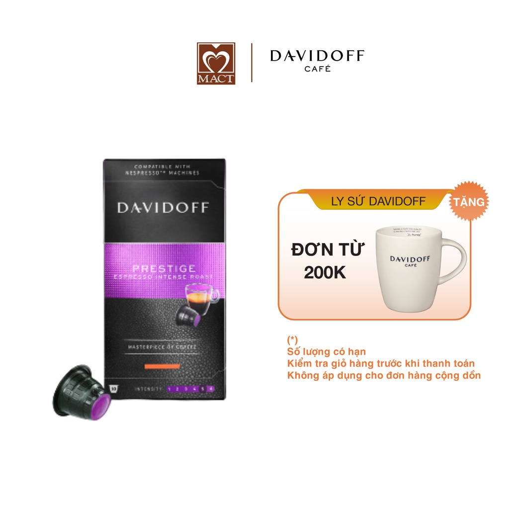 Cà phê viên nén DAVIDOFF CAFÉ PRESTIGE - 100% hạt Arabica - Thơm phảng phất, đắng đậm đà - hộp 55g