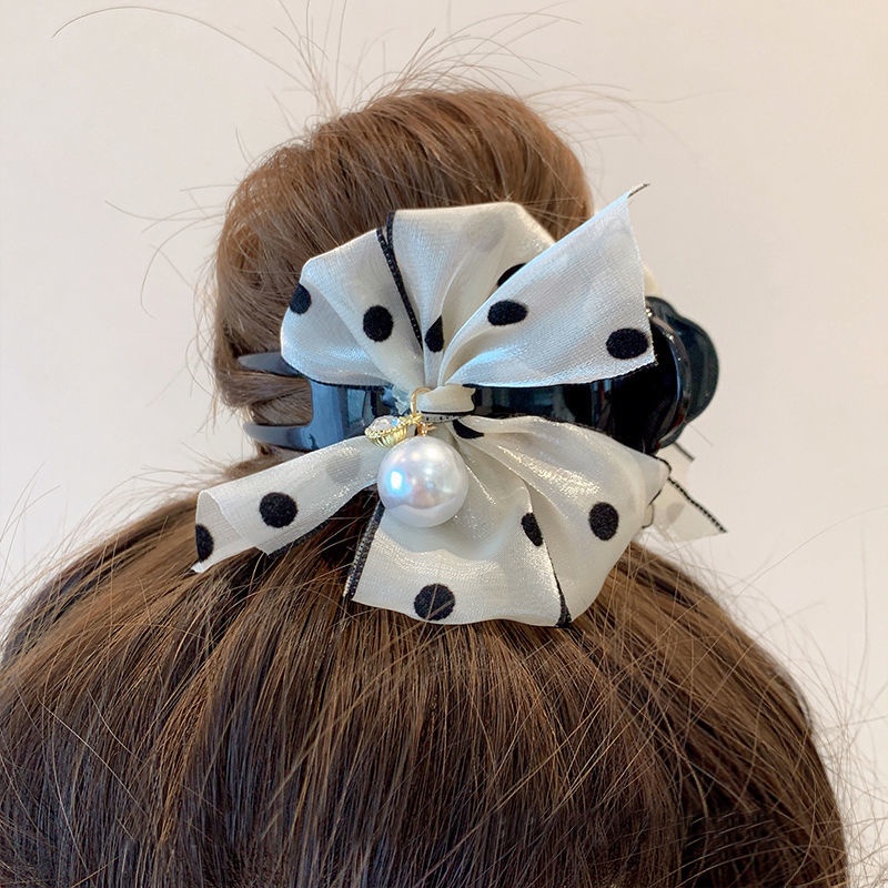 Kẹp Tóc Nơ Trắng Đen Cho Bé Gái