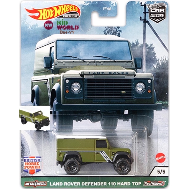 Xe mô hình Hot Wheels Bán tải Premium Land Rover Defender 110 Hard Top GRJ63, bánh cao su.