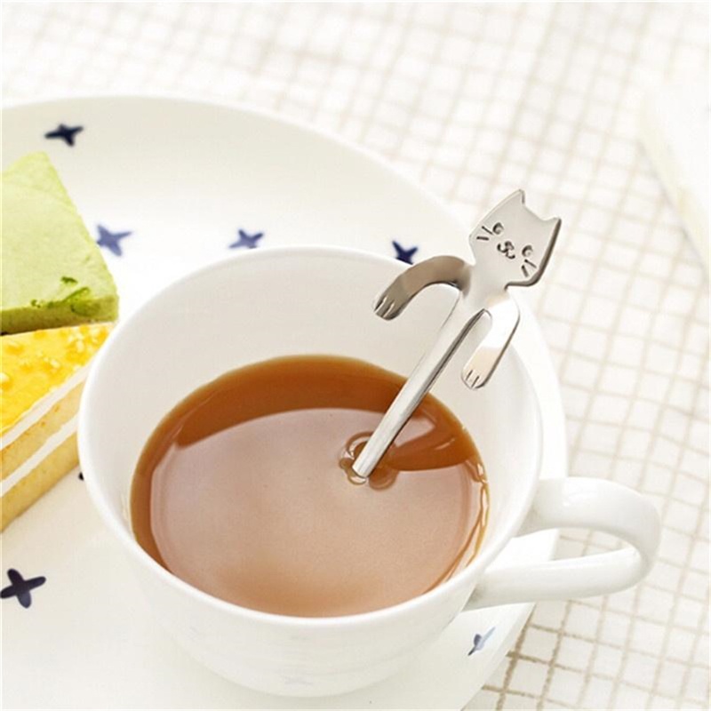 Muỗng Cà Phê Hình Mèo Bằng Thép Không Gỉ