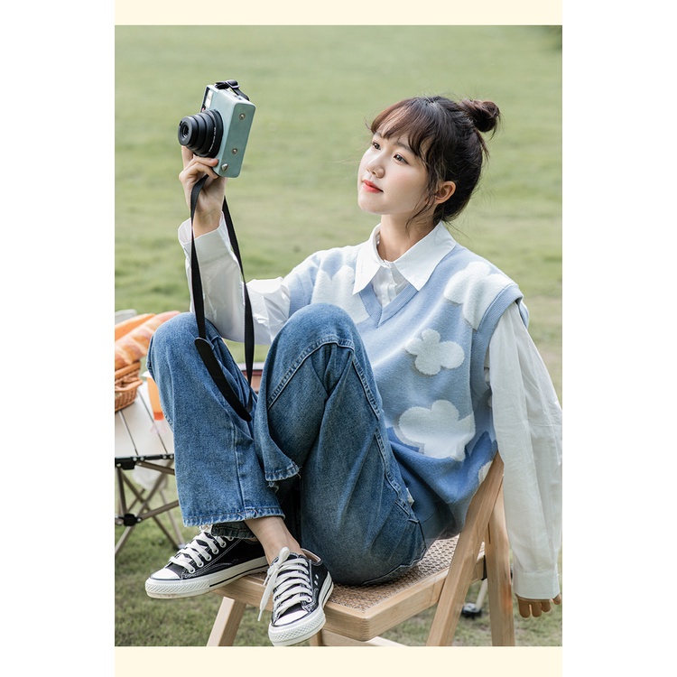 Áo len không tay in họa tiết dễ thương thời trang cho nữ
 | BigBuy360 - bigbuy360.vn