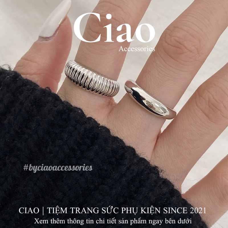 Nhẫn mạ bạc S925 thiết kế hoạ tiết phong cách trendy dễ phối cá tính Cosime Ciao
