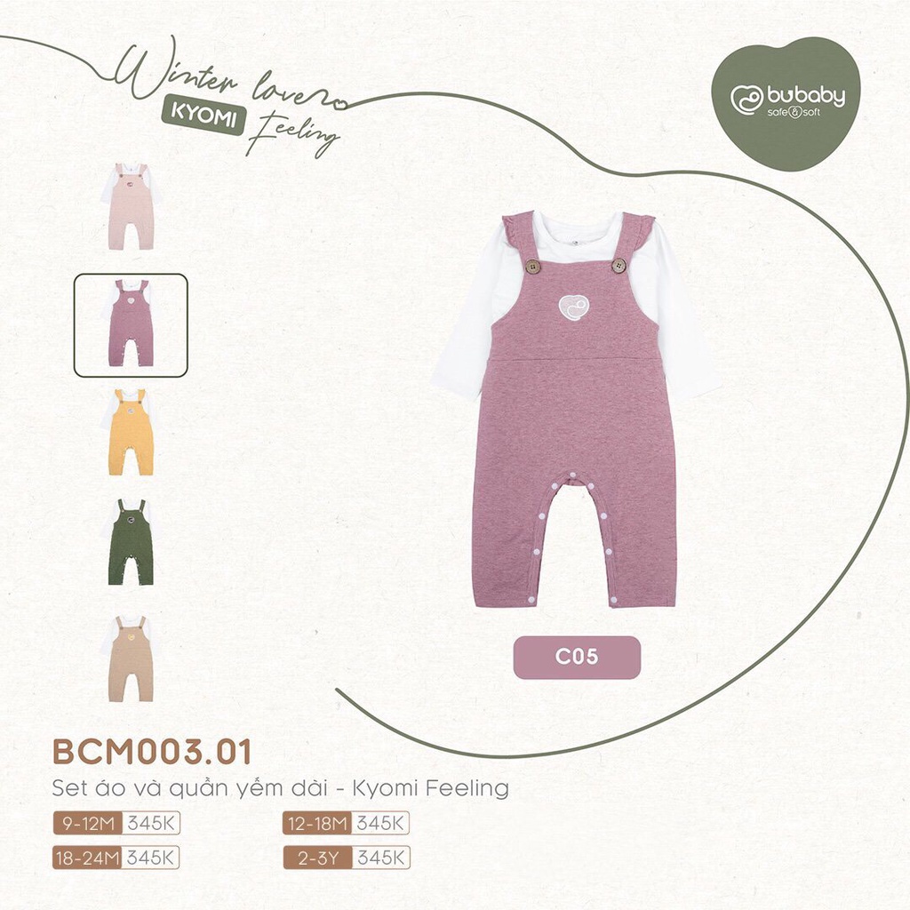 [CHÍNH HÃNG] Set áo và quần yếm dài trẻ em Kyomi Feeling BCM003.01 Bu