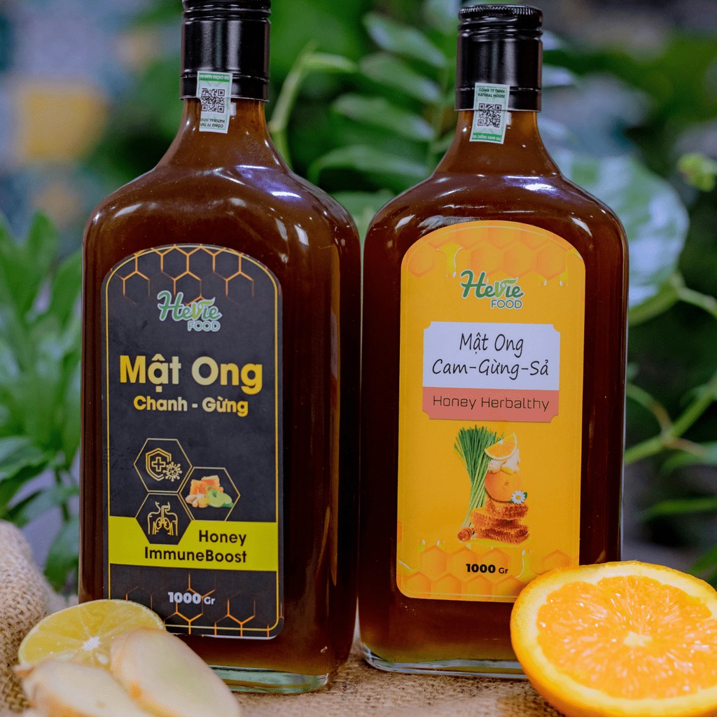 Mật ong Chanh Gừng immuneboost tăng sức đề kháng 1000Gr HeVieFood