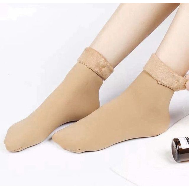 Tất lót lông nữ cổ ngắn sinh nhiệt chất dày cho mùa đông ấm áp TATNU02