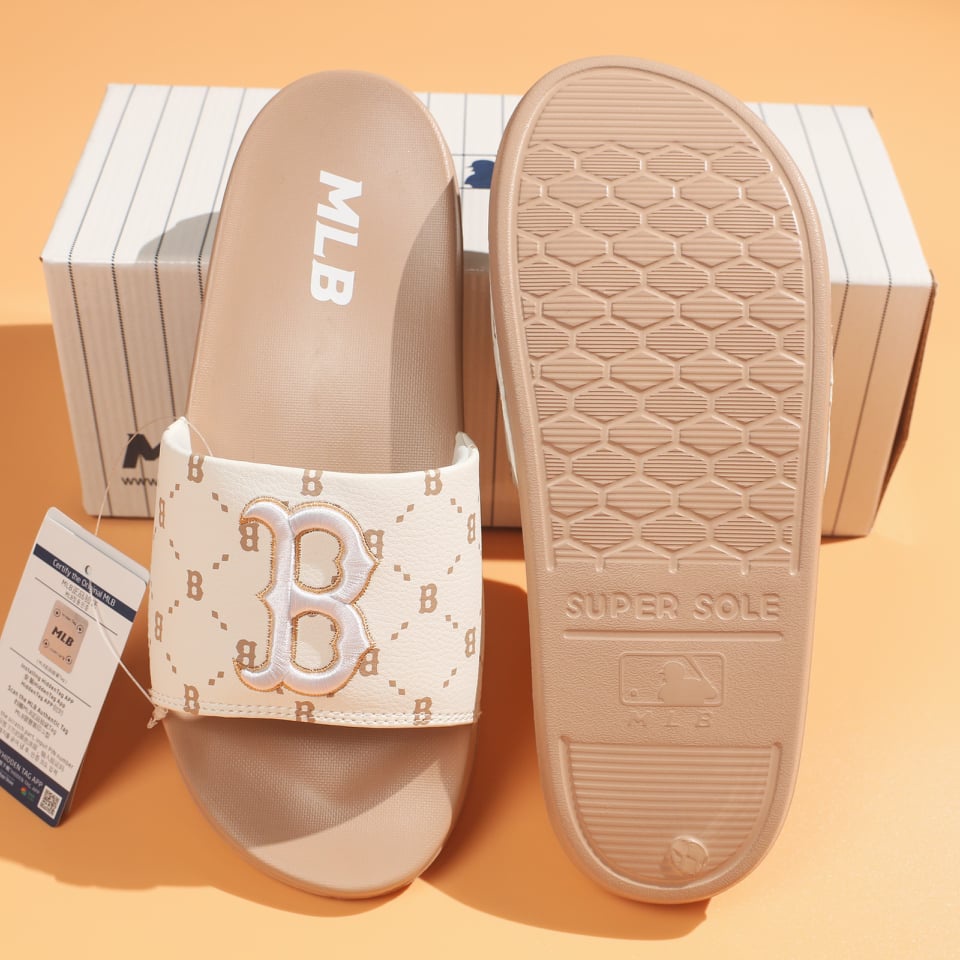 Dép M.L.B nâu unisex quai ngang nam nữ tặng kèm hộp