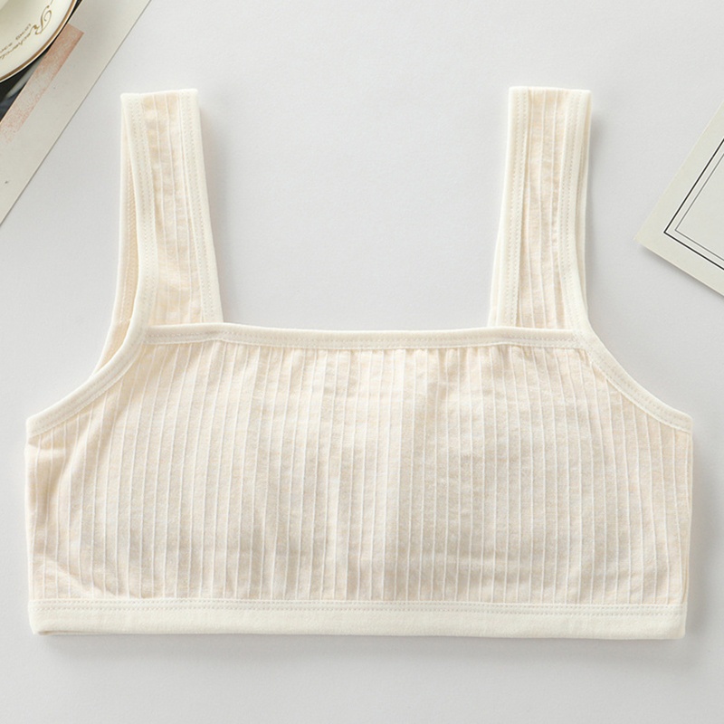 Áo Ngực Cotton Không Dây Bản Rộng Màu Trơn Có Đệm Mút Nhẹ Họa Tiết Kẻ Sọc Cho Nữ Thanh Thiếu Niên Xixi