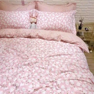 bộ chăn ga poly cotton nhập khẩu [ mẫu hoa anh đào hồng ]