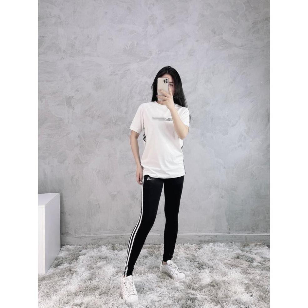 P [BANHMIDEN] [Tee Shirt] Outlinear White [HÌNH MẪU SHOP CHỤP] - Áo Thun Trắng Sọc Kẻ Hông Đen -