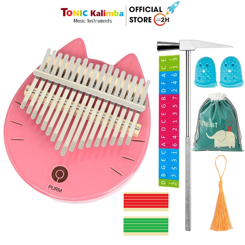 Đàn kalimba 17 phím NEKO Hồng Tặng phụ kiện búa chỉnh âm giấy dán cho bạn mới tập chơi