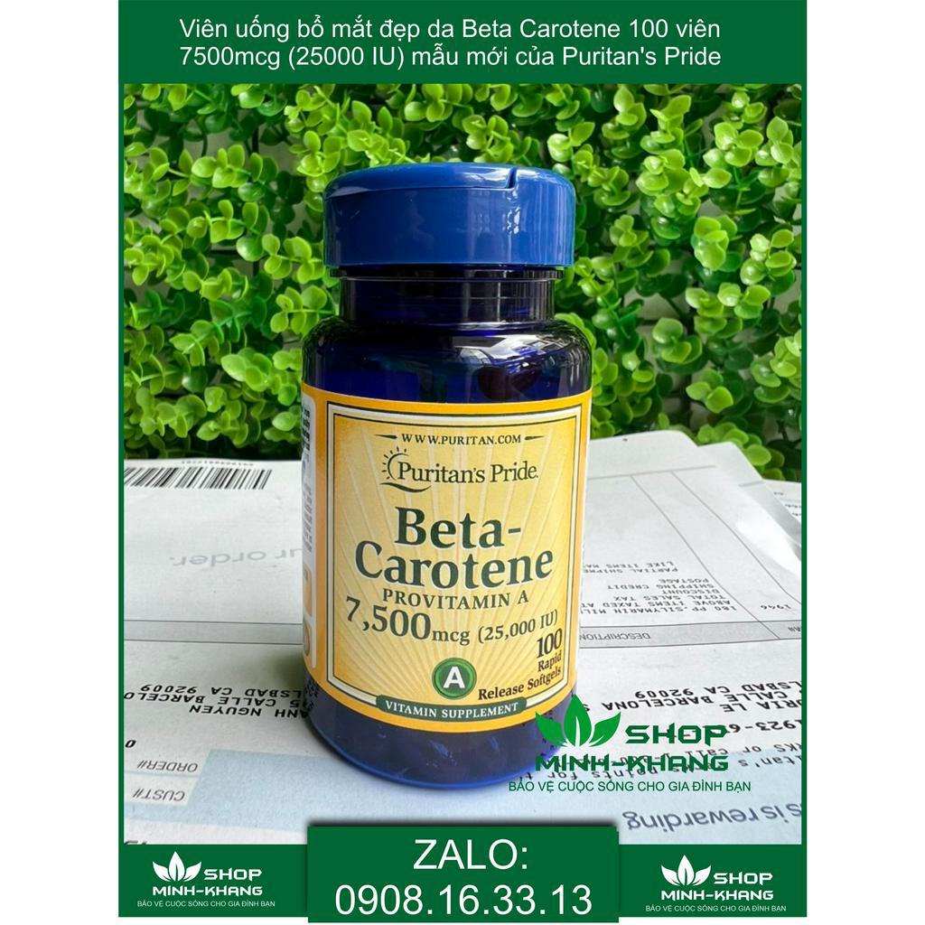 Viên uống bổ mắt đẹp da Beta Carotene 7500mcg  mẫu mới của Puritan's Pride