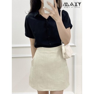 Áo sơ mi tay ngắn màu đen short basic shirt Maxy Workshop