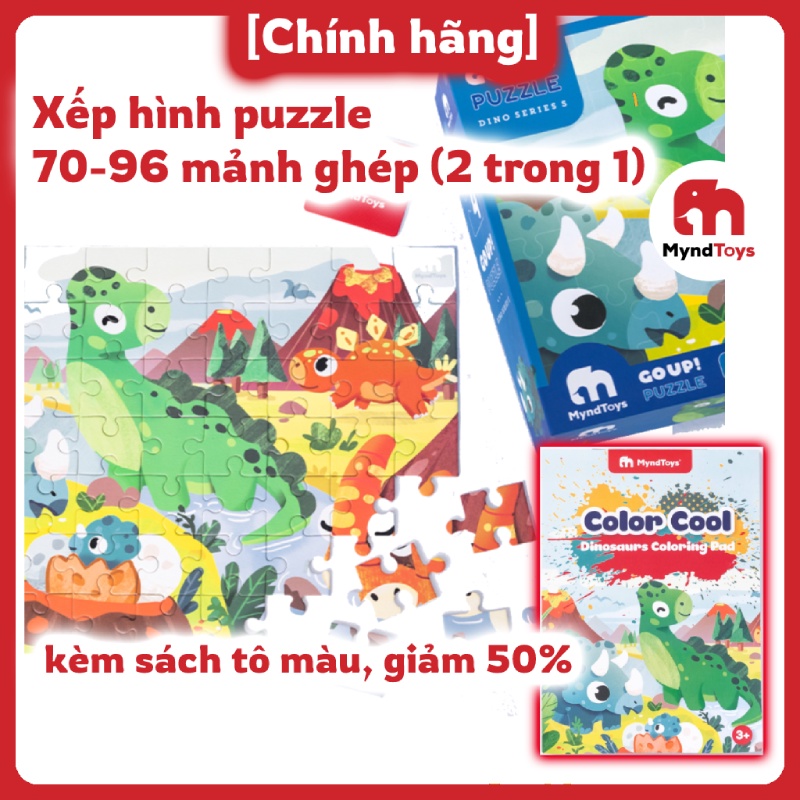 Đồ Chơi Xếp Hình MyndToys Go Up! Puzzle Level 4 - Dino Series S Dành Cho Bé Trên 4 Tuổi