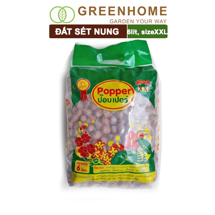 Đất sét nung trồng cây Thái Lan, bao 6lít size XXL 14-20mm, trồng sen đá, phong lan, sứ, thuỷ canh |Greenhome